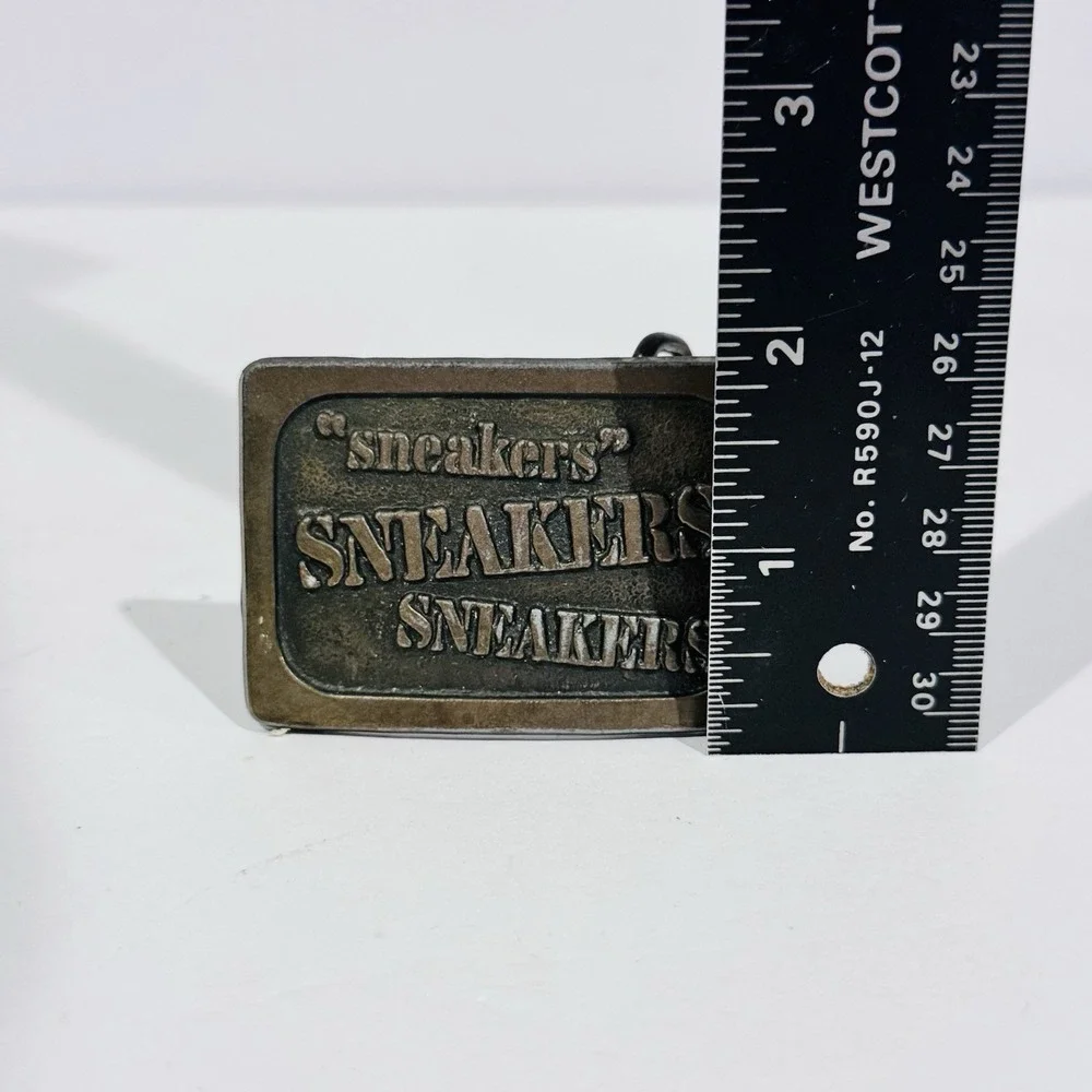 Sneaker Lovers Belt Buckle Small Square Silver‎ Color Metal EUC